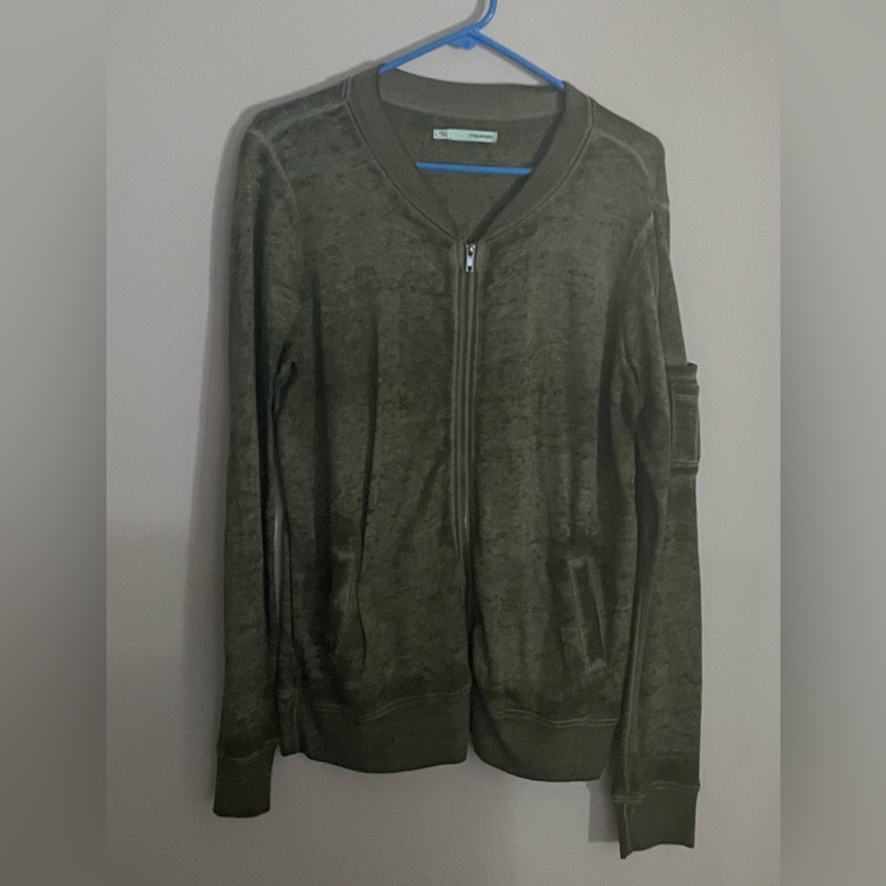 Maurices Full Zip Bomber Sweatshirt Women’s Large Army Green